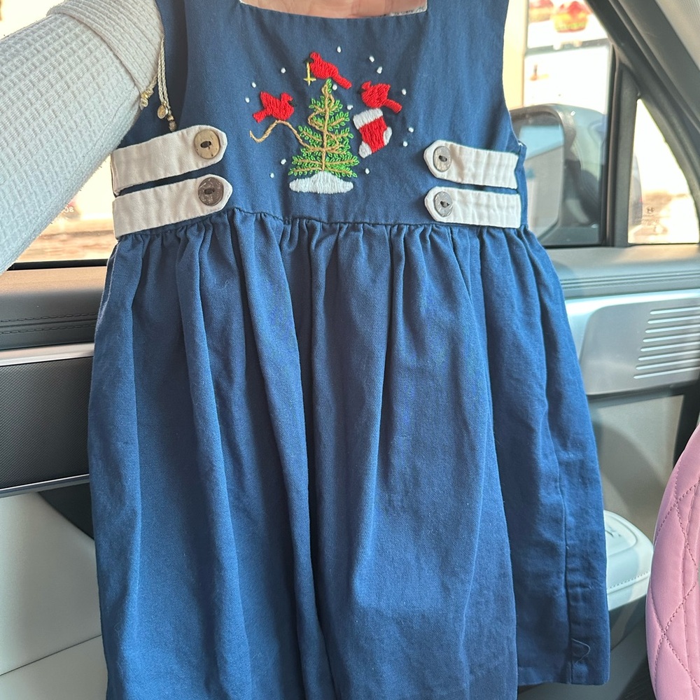 Blue Kids Formal Dress with Christmas Embroidery